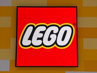 Obraz premium Shanghai,China-Dec.27th 2025: LEGO brand logo store sign 