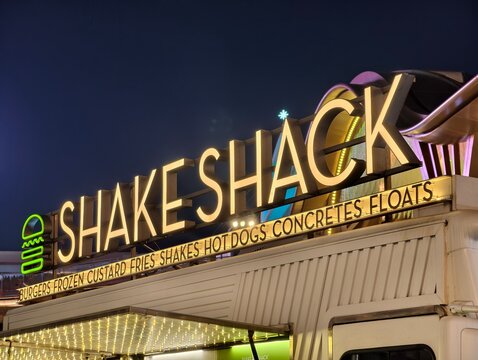 Shanghai,China-Dec.27th 2025: SHAKE SHACK brand logo store sign