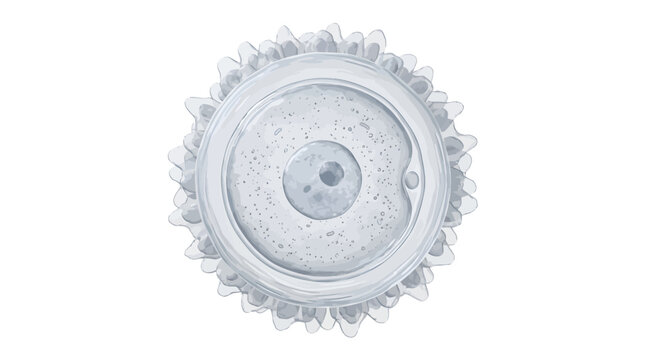 Human egg cell illustration on white background