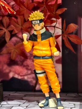 Shanghai,China-Dec.27th 2025: Naruto Uzumaki anime action figure close up