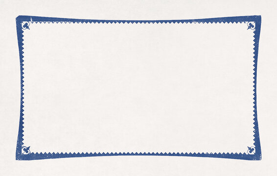 19th century style rectangle with inner serrated border and corner ornaments