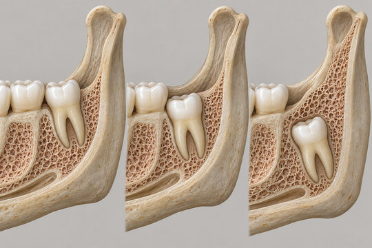 Progressive Molar Impaction Depth Within Jawbone