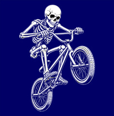 Fototapeta premium a logo mascot BMX of Skull ride bike vector illustrator 