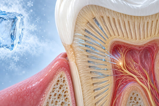 Tooth Sensitivity Cutaway Showing Cold Stimulus Response