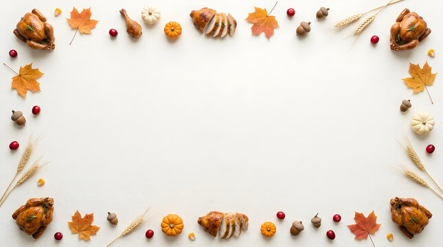 A festive thanksgiving border of autumn leaves berries and miniature gourds for a holiday celebration