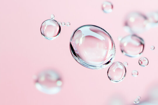 Pastel light abstract background with soft gradient soap bubbles floating