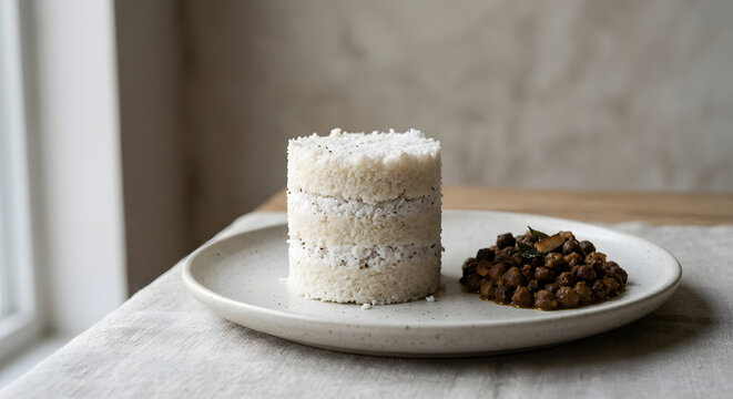 Kerala Puttu Rice and Coconut Cake with Kadala Curry