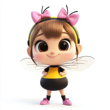 Cute cartoon baby girl bee character
