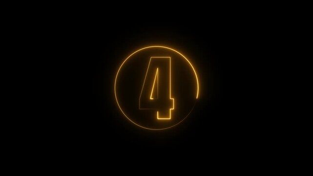 Glowing orange neon countdown numbers seven and three with New Year text on black background