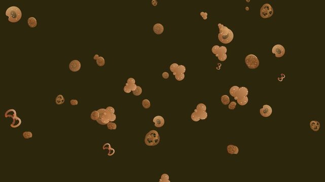 Animated Falling Bread And Pretzel Icons On A Dark Background