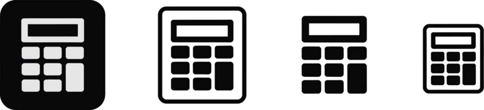 Calculator icon, financial calculation symbol featuring numbered keypad and digital display for accounting mathematics budgeting commerce business education and office.