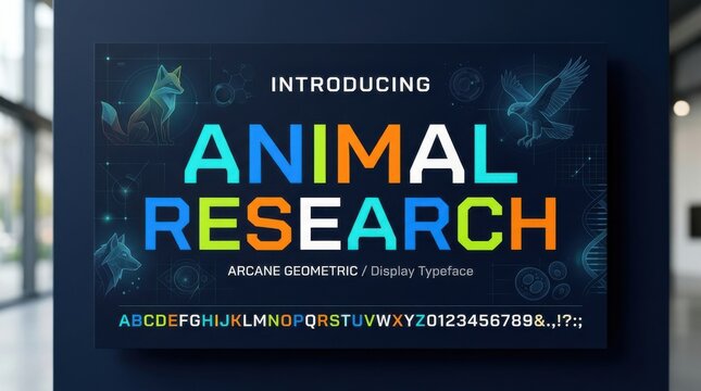 Colorful retro animal research display typography