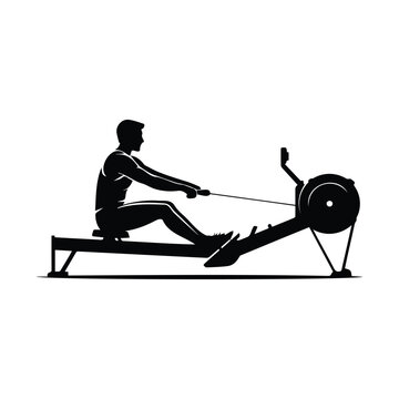 Man on Rowing Machine Silhouette Fitness Icon