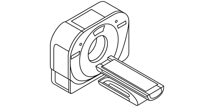 Medical ct scanner machine icon in black outline style Vector, illustration