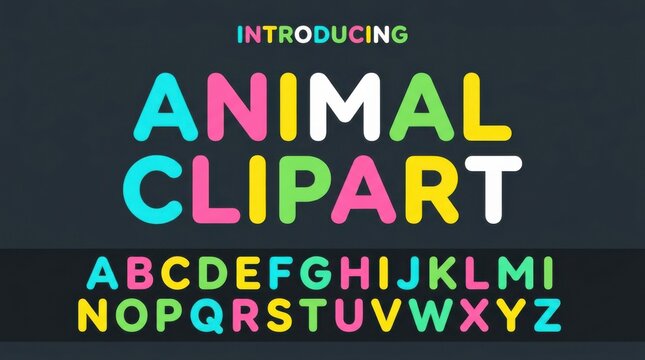 Colorful animal clipart alphabet letters set