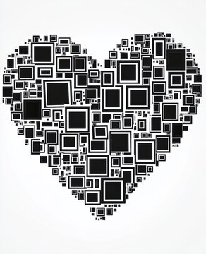 Heart shape photo frames collage concept


