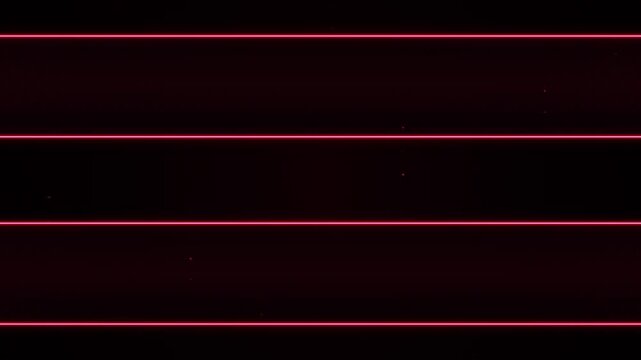Glowing Red Neon Horizontal Lines Blinking on Dark Background Futuristic Sci-Fi Loop Motion Graphic