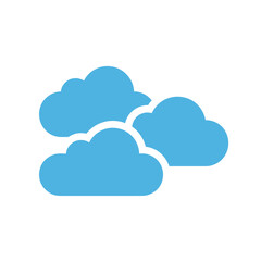 Fototapeta premium Minimalist blue cloud vector icons on white background