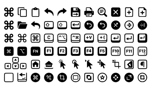 Command Key Keyboard Shortcut Glyph Vector Icon Collection