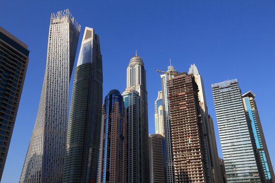 Dubai Marina skyline. Dubai city, United Arab Emirates.