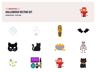 Fototapeta premium Halloween Vector Set Icons Collection.