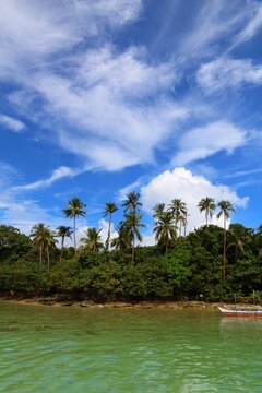 Natural landscape in Palawan island, Philippines. Sunny weather in December on Snake Island.