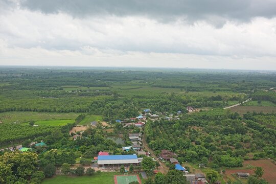Skywalk Wat Khao Singhto, a beautiful viewpoint, at Ban Kaeng, Mueang Sa Kaeo District, Sa Kaeo, Thailand.