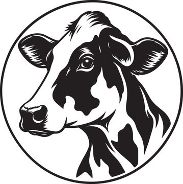 cow head icon inside a circle silhouette vector illustration
