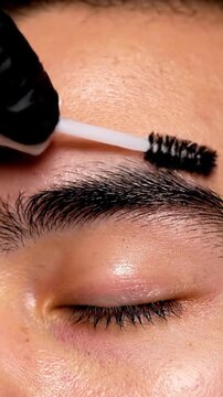 Eyebrow lamination and shaping timelapse in a beauty salon