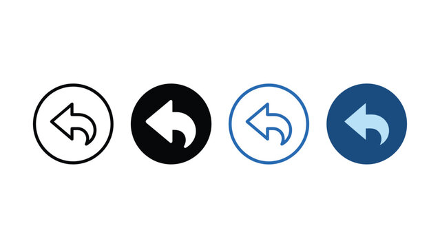 Set of four circular undo arrow icons isolated on white background
