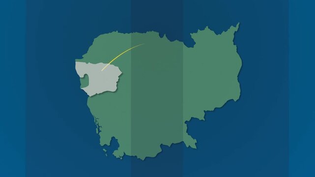 Cambodia Map with Signal Connections Between Highlighted divisions