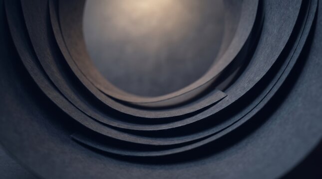 Abstract close up view of a circular camera lens aperture mechanism featuring dark metallic blades in a complex optical system aperture photography