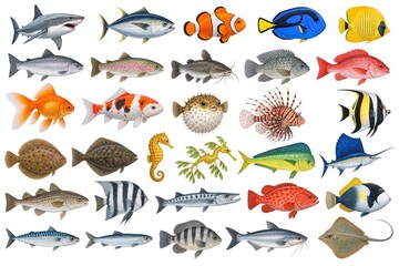 Fototapeta premium Set of fish, AI generated