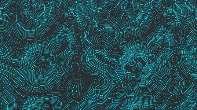 Abstract topographic map contour line pattern in teal and dark grey
