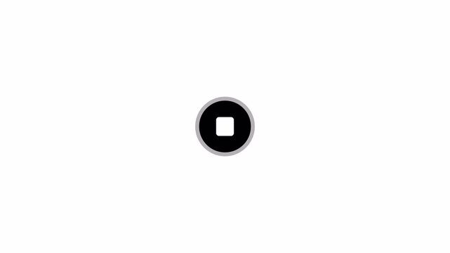Stop Control Button Animation &ndash; Modern UI Element on Transparent Background in 4K ,Recording stop Button, live recording indicator motion graphics with Alpha Channel