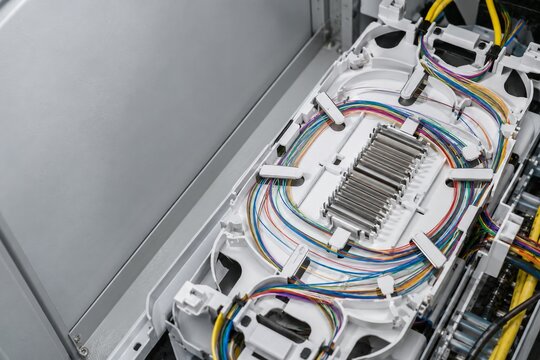 Fiber Optic Cables Organized in an Open Splice Tray