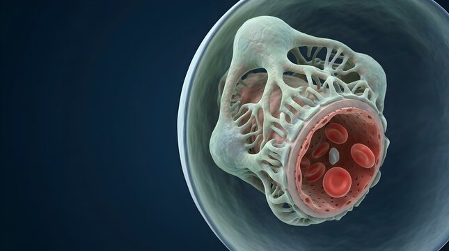 Kidney Glomerulus Podocyte Filtration Barrier Capillary Cross Section  Illustration