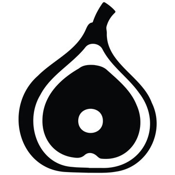 Sliced fig fruit silhouette vector illustration showcasing inner seed pulp layout outline.