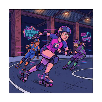 Neon Roller Derby Race