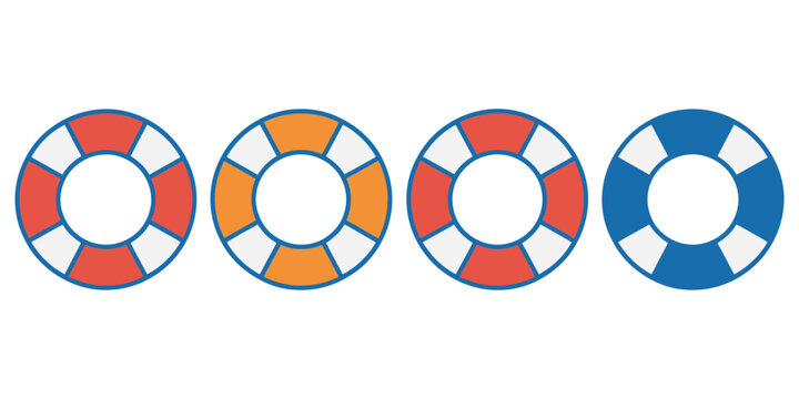 Lifebuoy Icons featuring nautical safety life preserver rings in solid, outline, and hand-drawn styles for maritime rescue and water safety