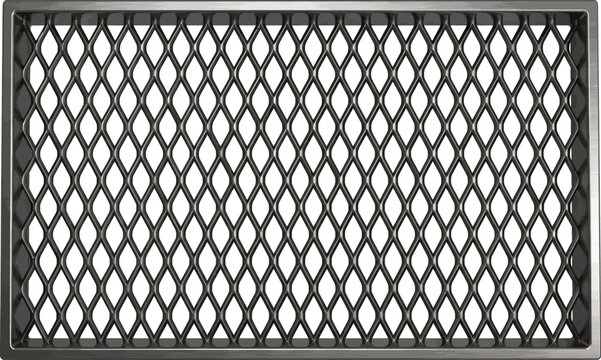 Expanded metal mesh grill panel with diamond pattern isolated on white background
