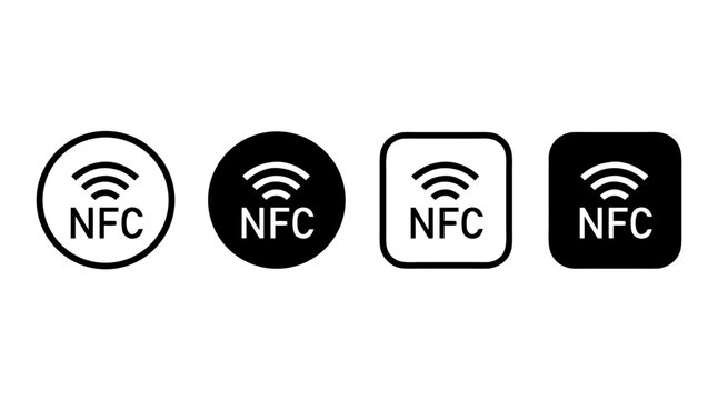 NFC signal icon set isolated on white background
