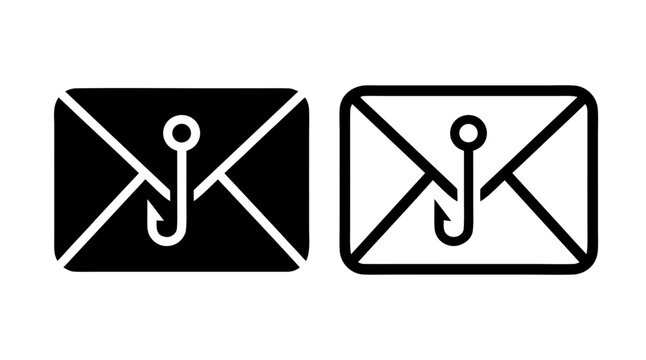phishing scam icon set, email fraud threat and malicious message vector