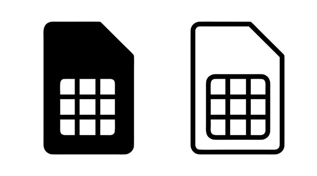SIM card icon set, mobile network connection  vector 