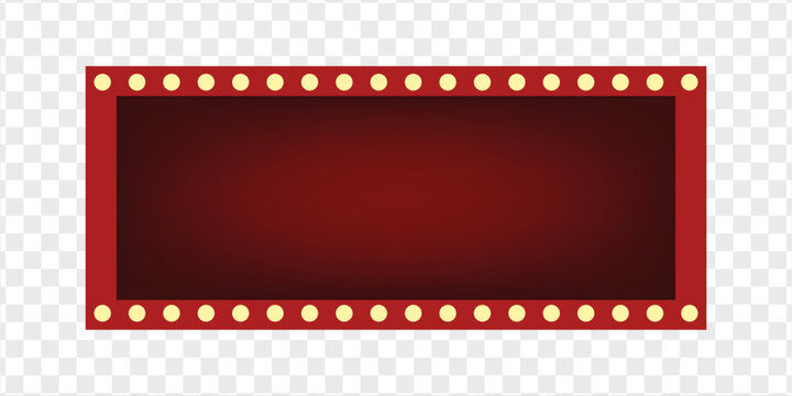 Long retro light box frame, banner, border, red shining marquee billboard, vector isolated, cut out.