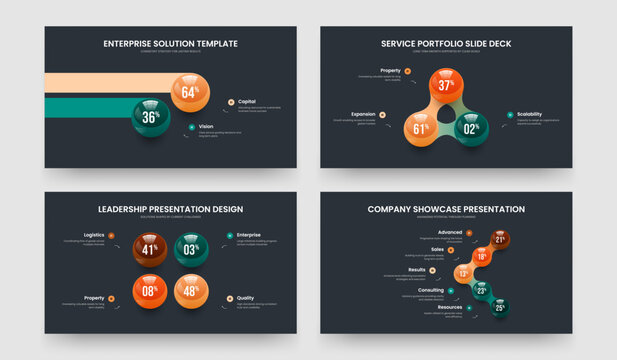 Sales Solution 2 3 4 5 Step Infographic Slideshow Design Bundle. Simple Portfolio Two Three Four Five Element Chart Presentation Template Vector Illustration Collection.