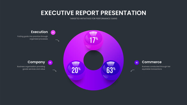 Creative Plan Three Element Graph Slide Layout. Medical Growth Frame Template Vector Illustration. Product Profile 3 Option Chart Presentation Design.