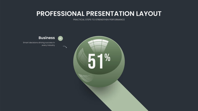 Consulting Briefing Presentation Template Vector Illustration. Financial Strategy 1 Option Graph Slideshow Design. Digital Review One Step Infographic Frame Layout.