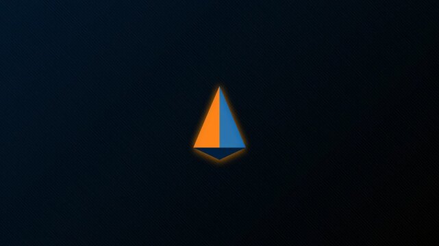 Minimalist geometric logo design with orange and blue triangle