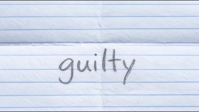 A piece of paper with the word guilty written on it, perfect for illustrations of remorse and apology